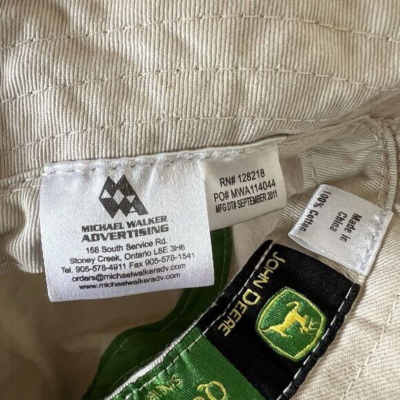 John Deere Bucket Hat Kids/Youth Fresh Produce Print Khaki Cotton Sun Cap - Picture 5 of 7